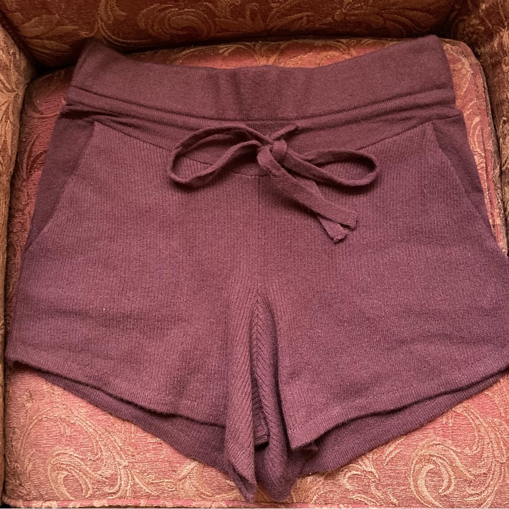 FLX burgundy ribbed knit high waisted comfy lounge shorts stretchy from Kohl’s